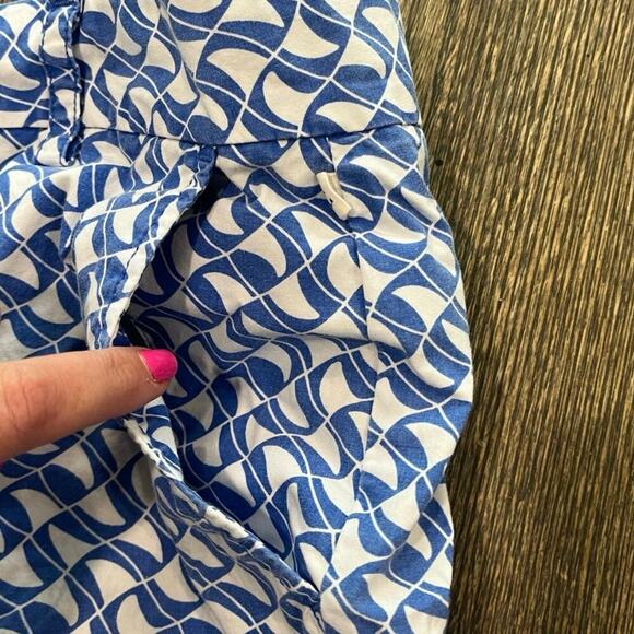 Nautica 4" Stretch Twill Printed Shorts Mid Rise Cotton Blend Blue/White Size 10 - Picture 2 of 6